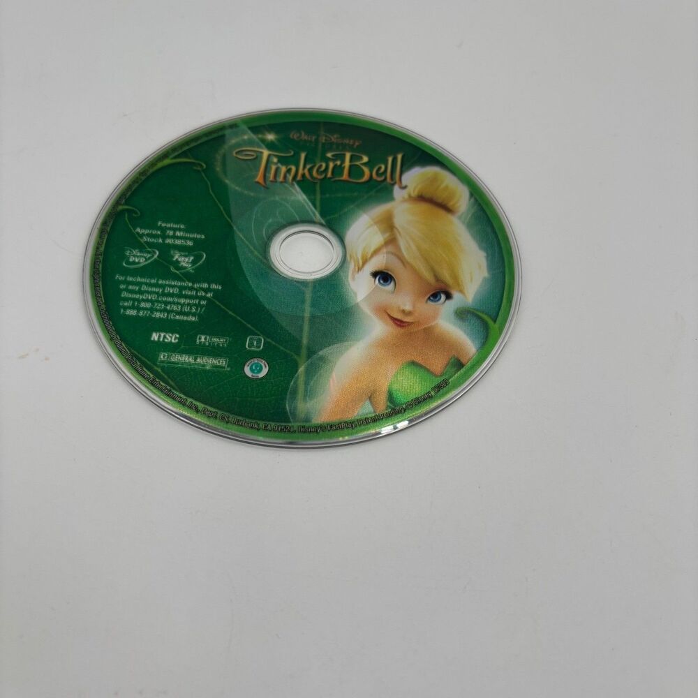 Disney Tinker Bell DVD Green Excellent Replacement Disc Only 038536
